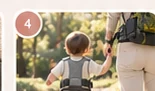 Caregiver and child walking with the tether system